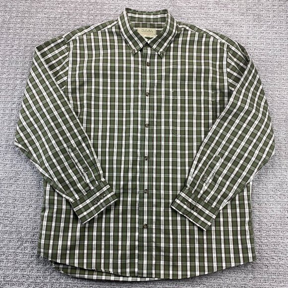 Cabela's Shirt Men 2XL Green Brown Checkered Button Up Casual Outdoors Camping - Picture 1 of 9